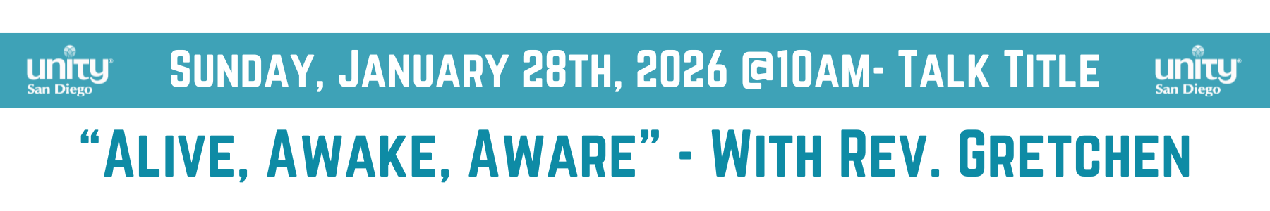 Sunday, January 28, 2026 Talk title