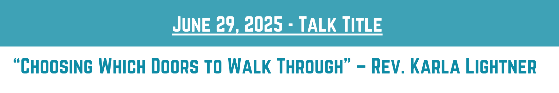 June 29 Talk Titles