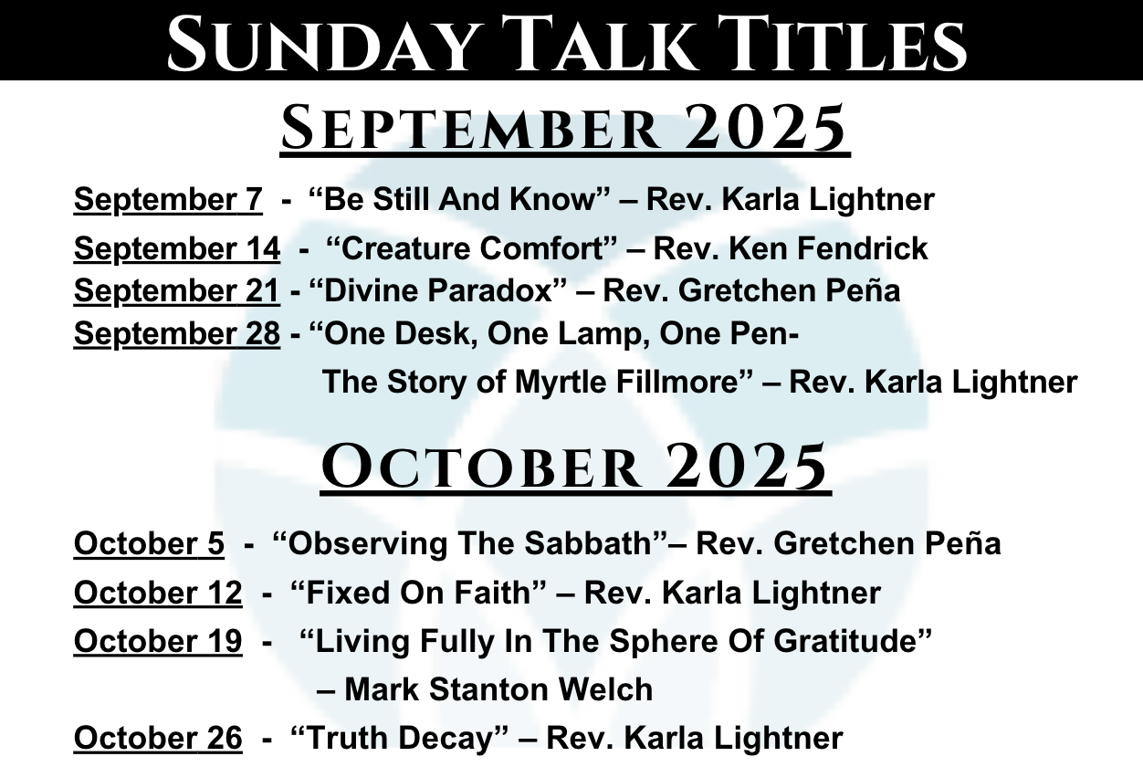 September October Sunday Talk Titles