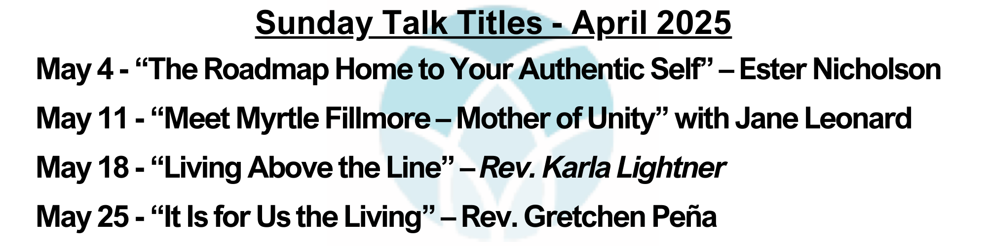 May 2025 Unity Talk Titles