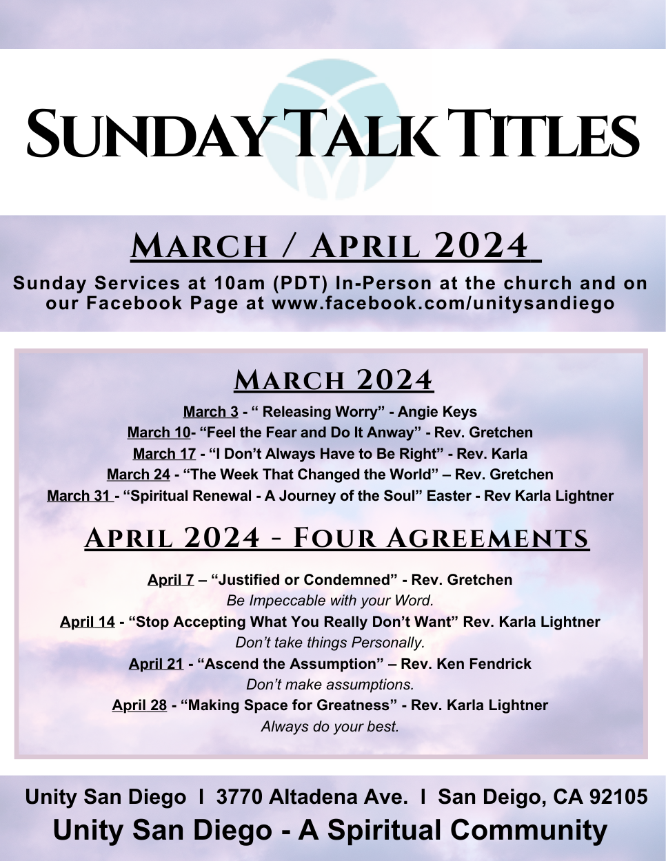 March April Sunday Talk Titles